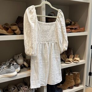 Tuckernuck White Puff Sleeve Dress, linen